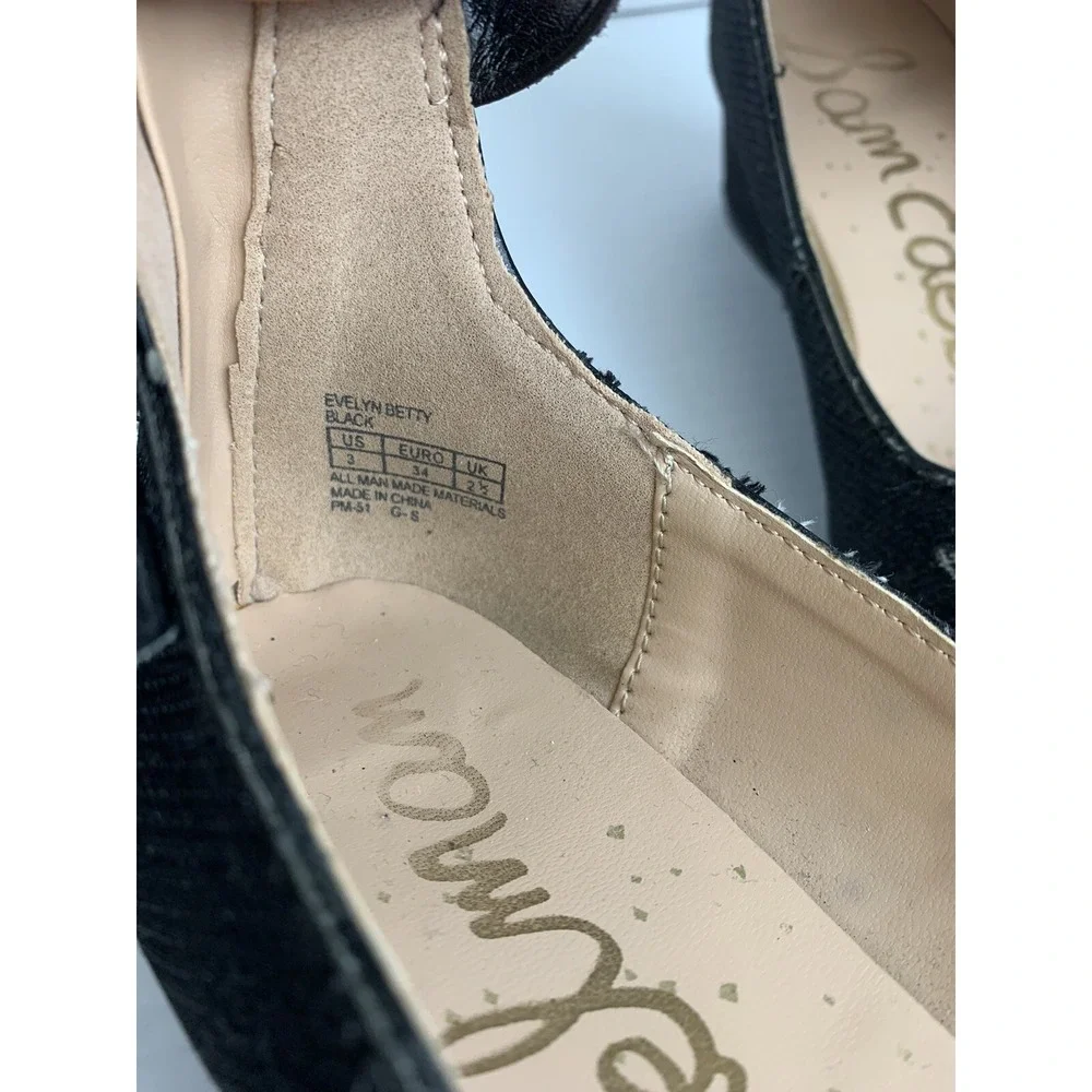 Sam Edelman Big Girl Shoes Size 3 Black‎ Sparkle Evelyn Betty Mary Jane Heel